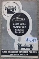 Ames Bench Lathe No. A-200 Parts List